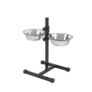 Кормушка регулируемая ЕСО чёрная, h30см, 2*0,35л,D14, миски трапец. металл, разбор в короб