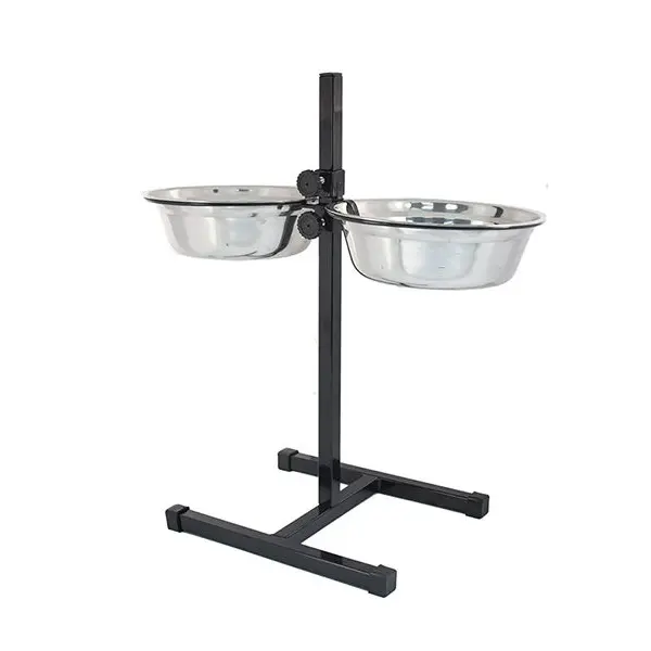 Кормушка регулируемая ЕСО чёрная, h50см, 2*2,0л, D24, миски трапец. металл, разбор в короб
