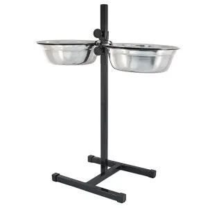 Кормушка регулируемая ЕСО чёрная, h60см, 2*2,5л, D26, миски трапец. металл, разбор в короб