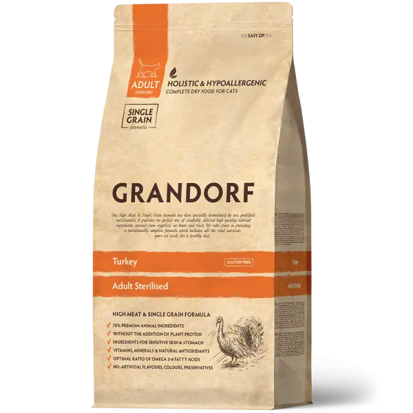GRANDORF Грандорф. Сухой корм для стерилизованных кошек. Индейка 0,4кг (37/11)