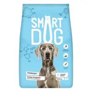 Корм Smart Dog для взрослых собак, с лососем и рисом 18кг
