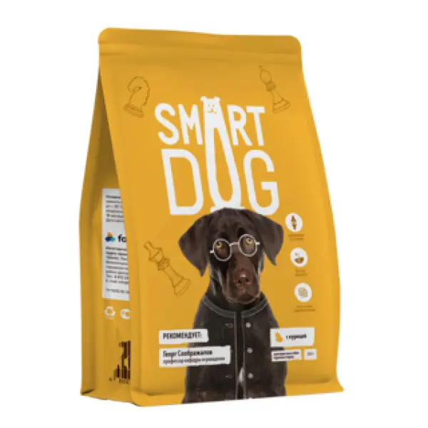 Корм Smart Dog для взрослых собак крупных пород, с курицей 0,8кг