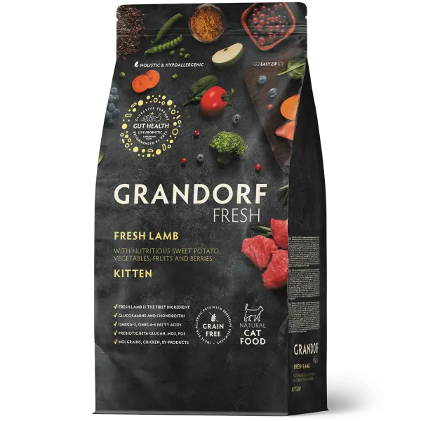 GRANDORF FRESH СВЕЖЕЕ МЯСО ЯГНЕНКА С БАТАТОМ ДЛЯ КОТЯТ 2кг