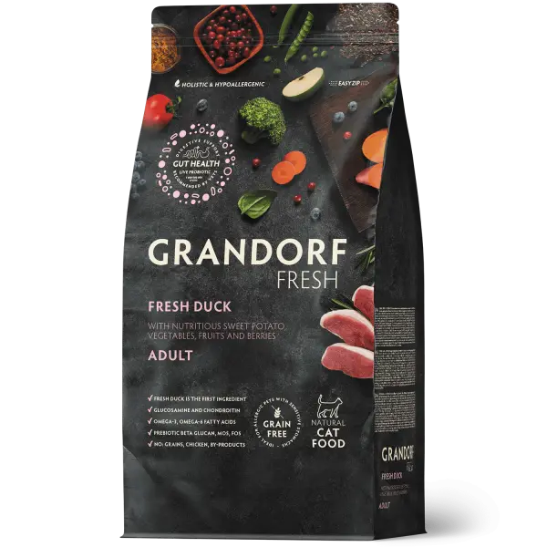 GRANDORF FRESH СВЕЖЕЕ МЯСО УТКИ С БАТАТОМ ДЛЯ ВЗРОСЛЫХ КОШЕК 2кг