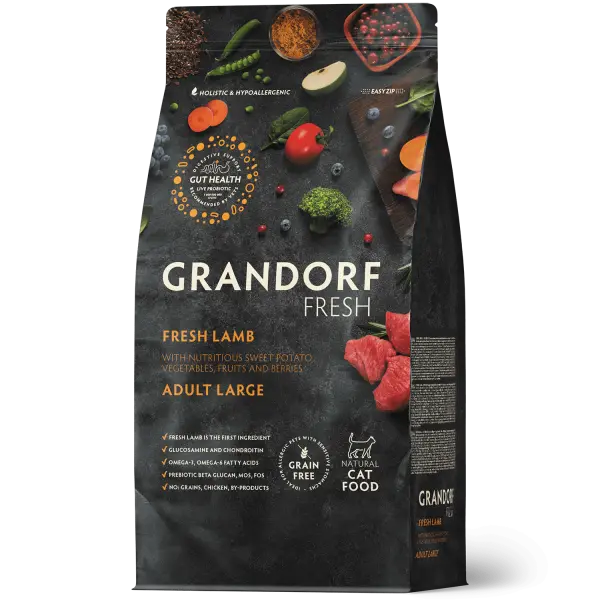 GRANDORF FRESH СВЕЖЕЕ МЯСО ЯГНЕНКА С БАТАТОМ ДЛЯ КОШЕК КРУПНЫХ ПОРОД 0,4кг
