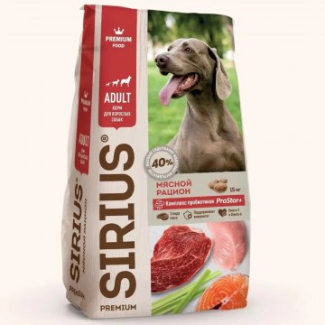 Sirius для взрослых собак, Мясной рацион 2 кг