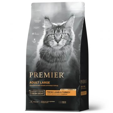 Premier Cat Lamb&Turkey Adult Large для кошек крупных пород из свежего мяса ягненка с индейкой 2 кг