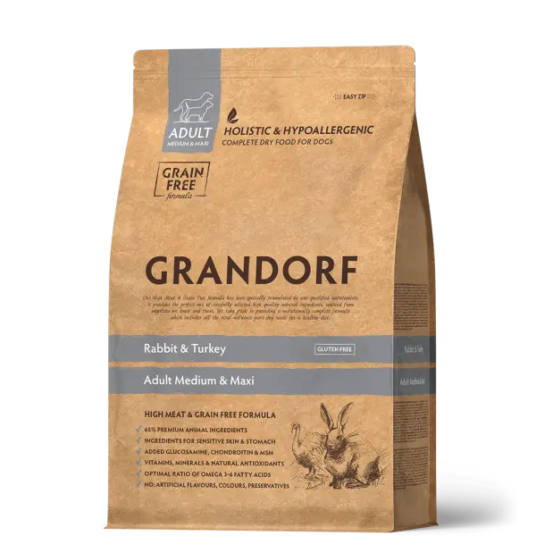 Grandorf Кролик с индейкой для средних и крупных пород 1 кг