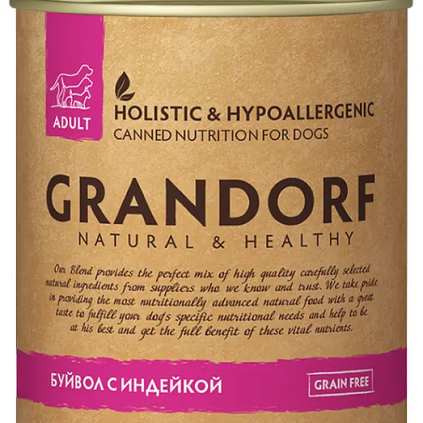 GRANDORF Влажный корм для взрослых собак, Grandorf BUFFALO & TURKEY, с буйволом и индейкой