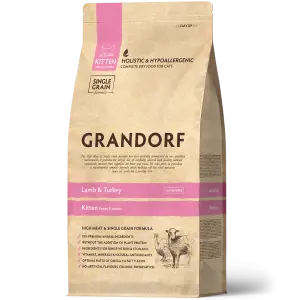 GRANDORF Грандорф. Сухой корм для котят. Ягнёнок с индейкой KITTEN 0,4кг (34/22) НИЗКОЗЕРНОВОЙ КОРМ