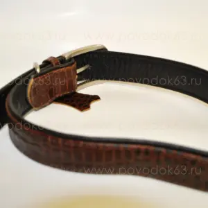 Ошейник "ALLIGATOR" коричневый верх/черный низ, ширина 35мм, длина 60-72см