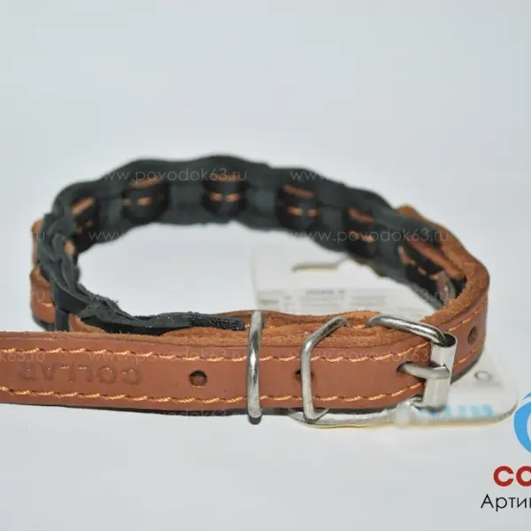 Ошейник одинарный наборной, ширина 14мм, длина 29-35см, КОРИЧНЕВЫЙ